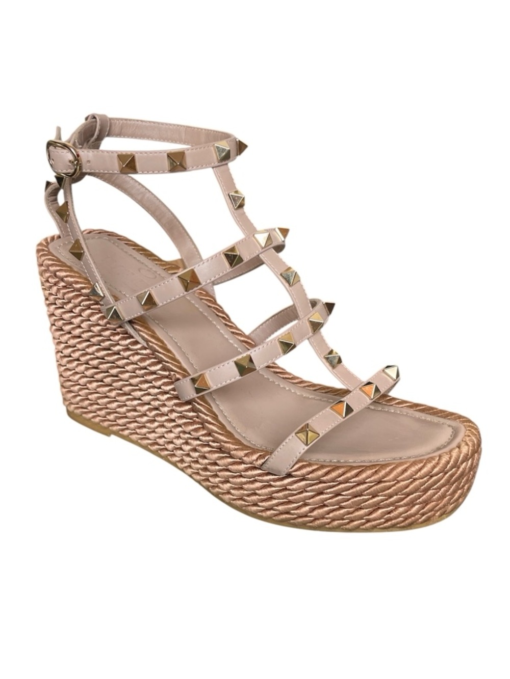 VALENTINO GARAVANI Torchon Rope Espadrille Rockstud Wedge Sandals \\ 38